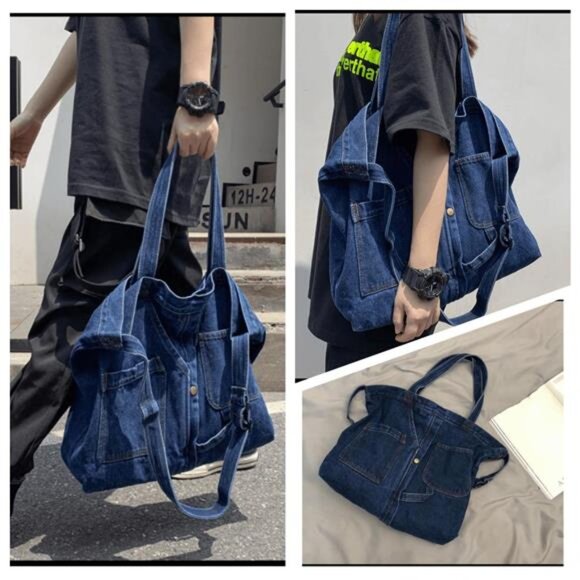 Denim Shoulder Bag, - Picture 2 of 7